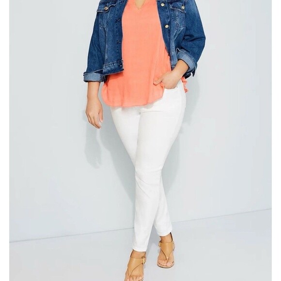 Michael Kors Selma Skinny Jeans Women Plus Sz 18W White Minimalist Comfy Casual - Picture 1 of 15